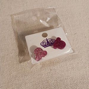 Pink glitter minnie mouse earrings
